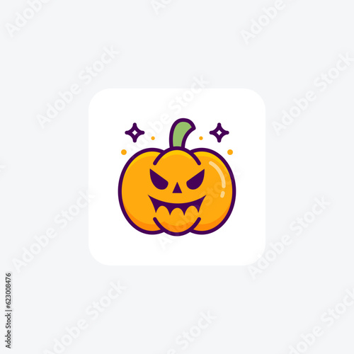 Scary Hallow Pumpkin Lineal Color Outline Icon