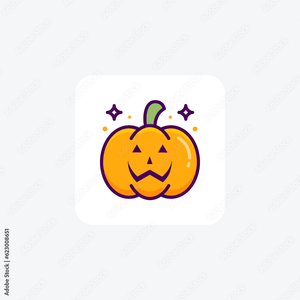 Fototapeta premium Scary Hallow Pumpkin Lineal Color Outline Icon