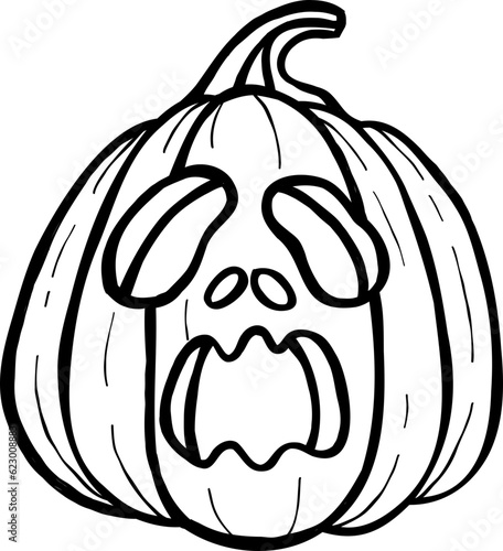 pumpkin head08 black outline clipart for halloween party celebration and decoration