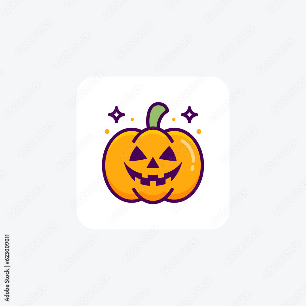Fototapeta premium Scary Hallow Pumpkin Lineal Color Outline Icon