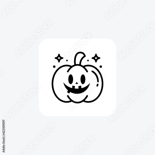 Scary Hallow Pumpkin Black Outline Icon