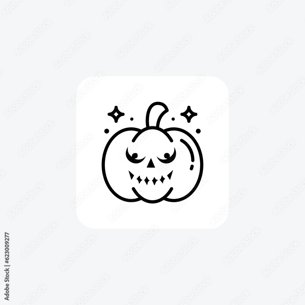 Scary Hallow Pumpkin Black Outline Icon Scary Hallow Pumpkin Black Outline Icon