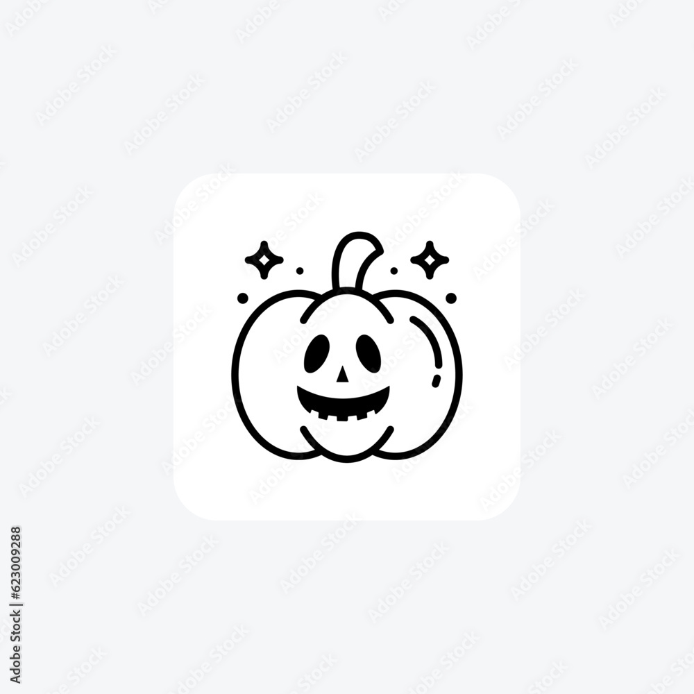 Fototapeta premium Scary Hallow Pumpkin Black Outline Icon