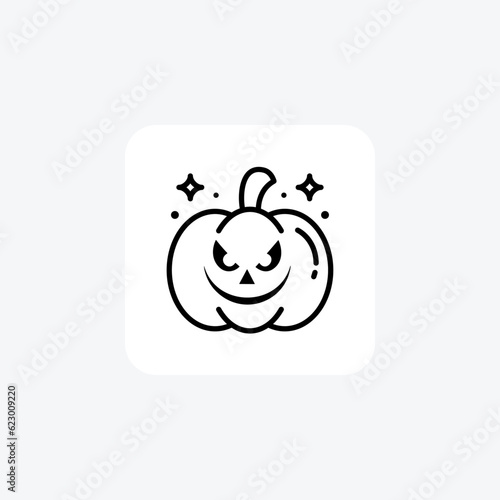 Scary Hallow Pumpkin Black Outline Icon