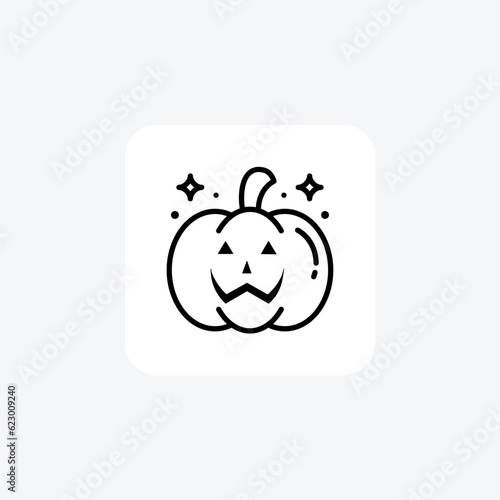 Scary Hallow Pumpkin Black Outline Icon