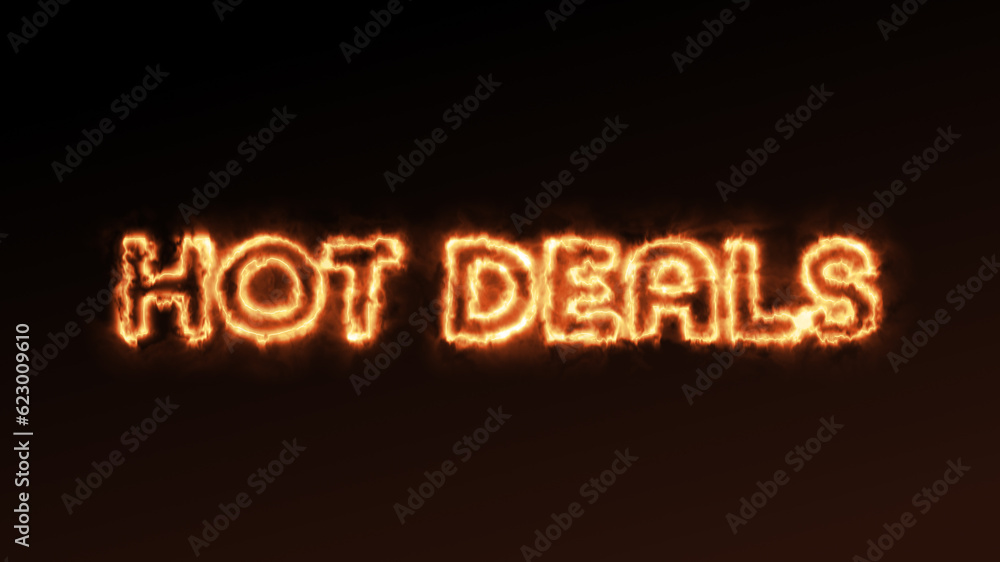 Obraz premium Hot Deals Promotion Typography with Fire Glow Design Concept and Copy Space