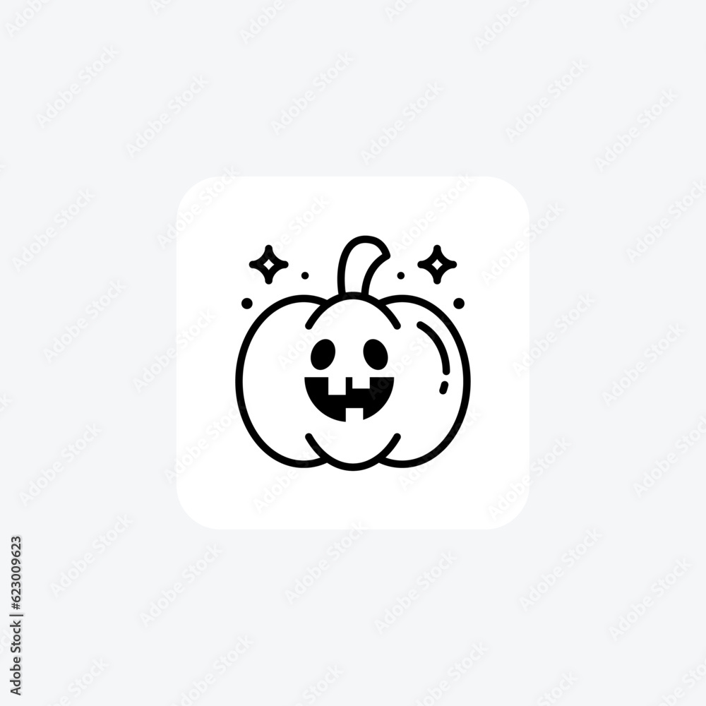 Fototapeta premium Scary Hallow Pumpkin Black Outline Icon