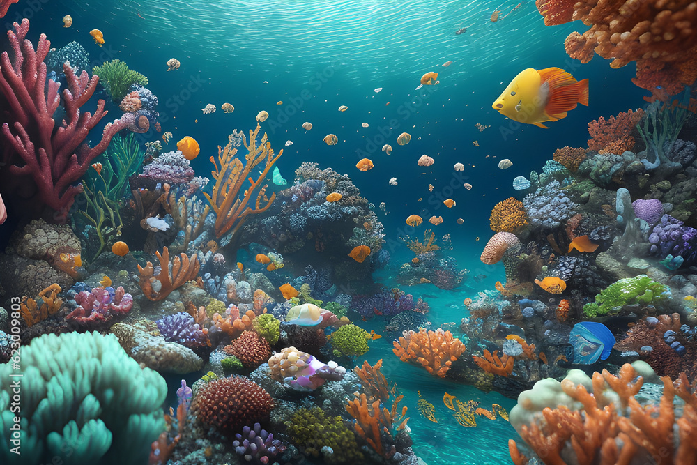 Naklejka premium coral reef with fish