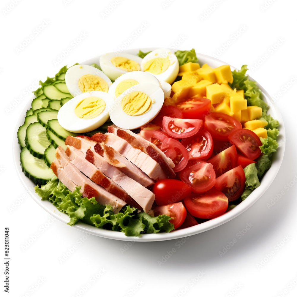 Cobb salad isolated on white background