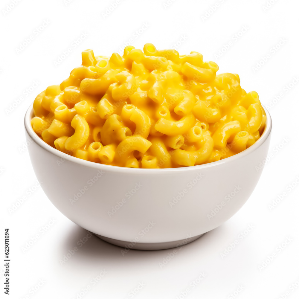 Macaroni and cheese in a bowl isolated on white background Macaroni and cheese in a bowl isolated on white background