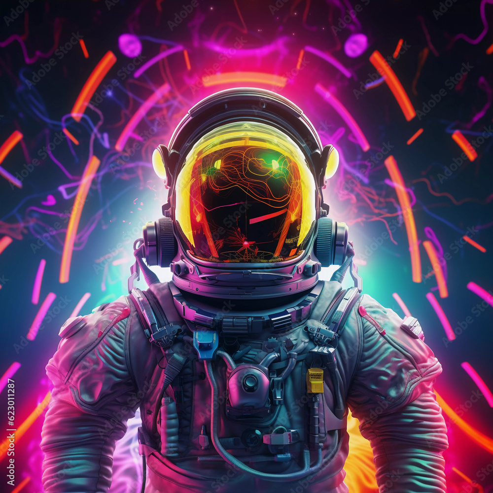 Astronaut on Abstract Bright Background Astronaut on Abstract Bright Background