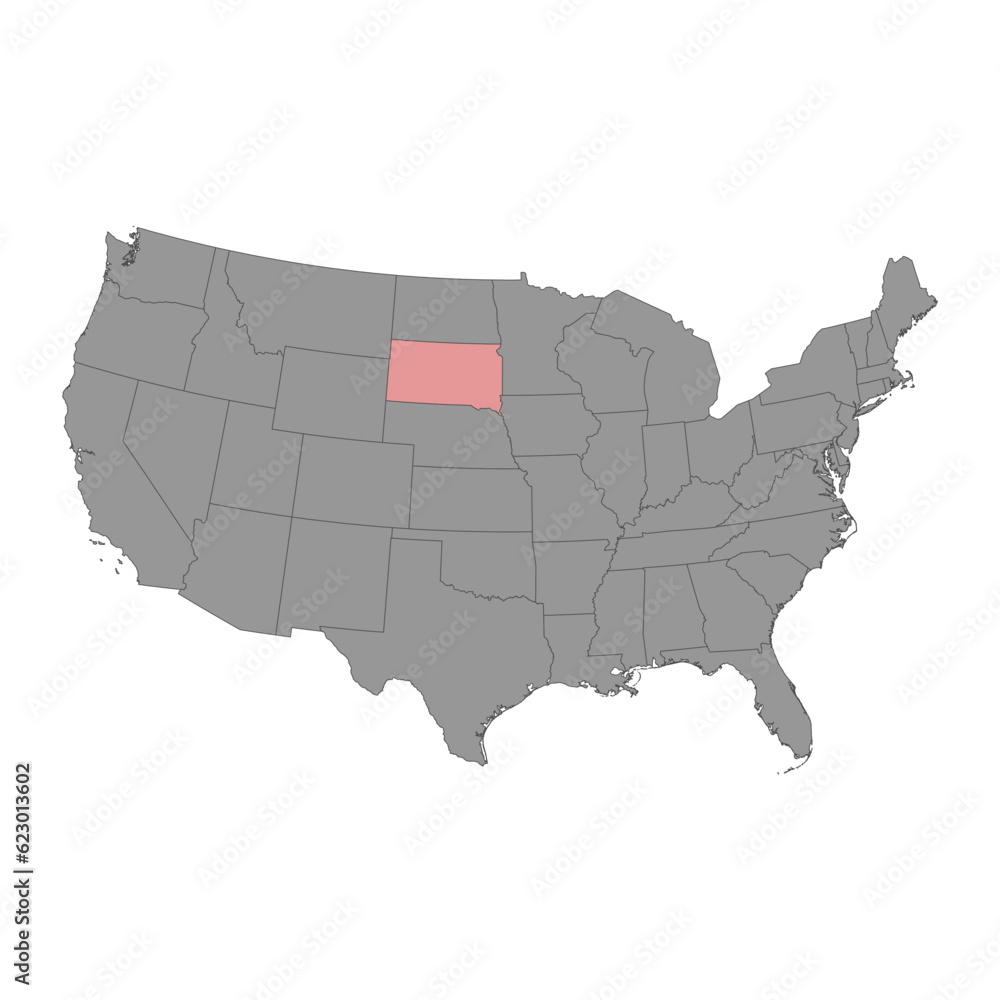 South Dakota state map. Vector illustration.