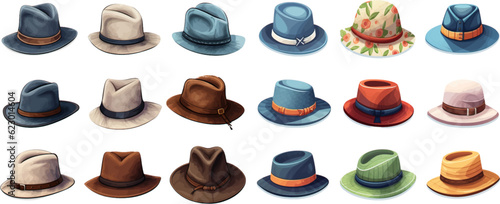 set of hats on a white background