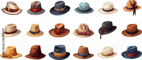 Foto set of hats on a white background