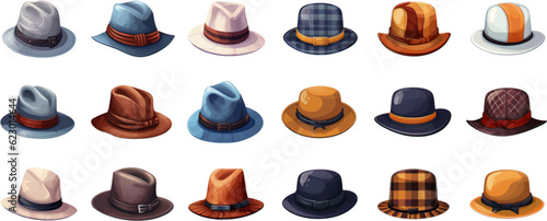 set of hats on a white background