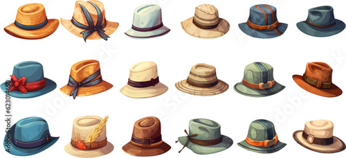 set of hats on a white background