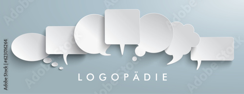 Foto Logopädie Banner mit Sprechblasen
