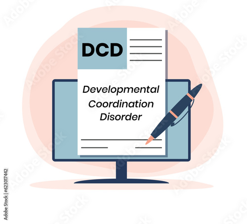 DCD - Developmental Coordination Disorder acronym. medical concept background. vector illustration concept with keywords and icons. lettering illustration with icons for web banner, flyer, landing