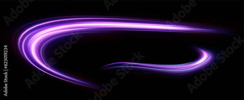 .Neon speed lines. Dynamic light motion traces. Light trace wave, trace line.