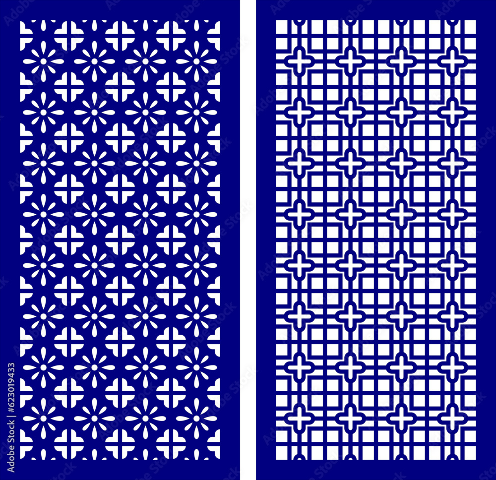 Fototapeta premium Simple Vector Pattern for Laser Cutting, Decoration, and Ornament. Metal design, wood carving, vector