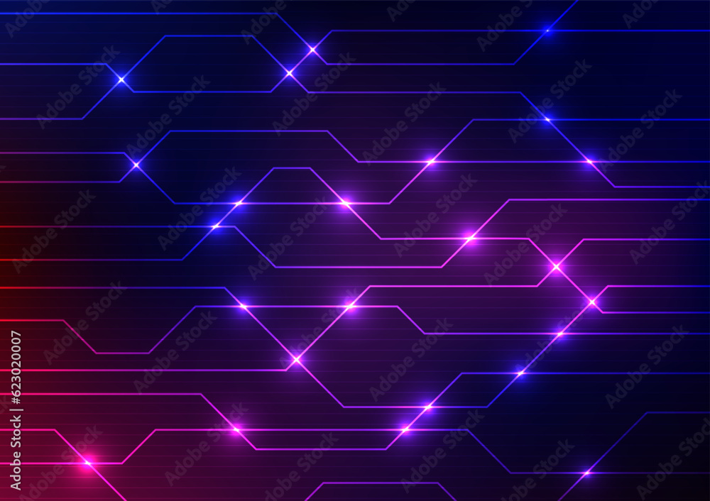 Digital link connecting neon light line technology background Digital link connecting neon light line technology background