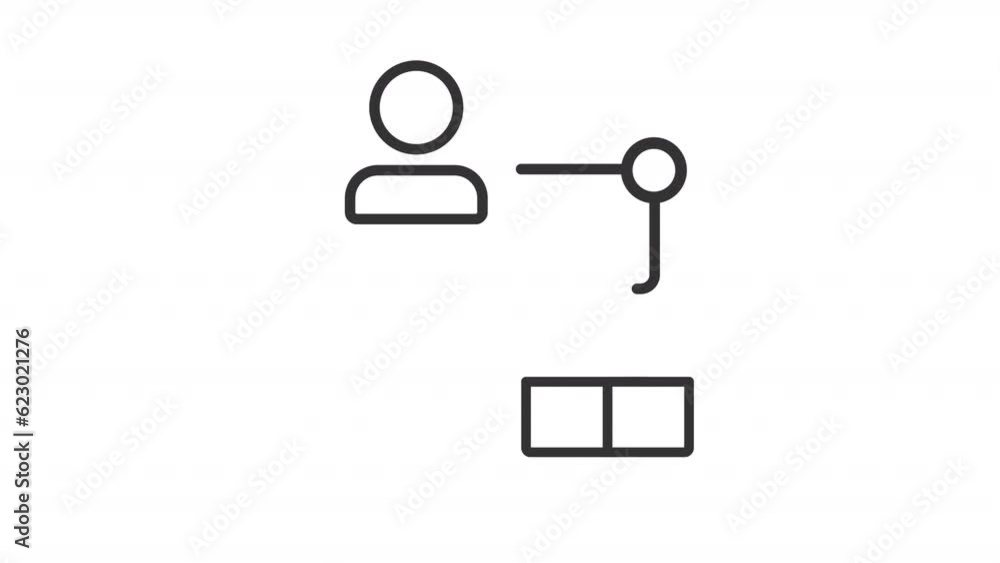Customer journey line animation. Building route from person to box ...