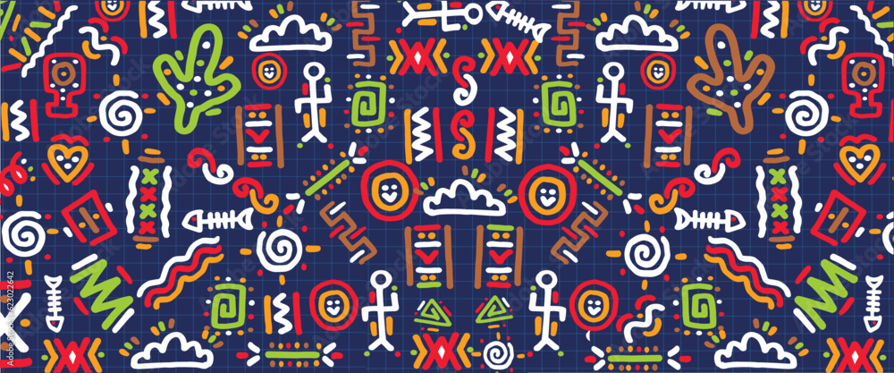 Naklejka premium doodle art background with vibrant colors. Hand-drawn style pattern designs illustration
