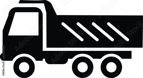 Dump truck icon. Construction machinery sign. Tipper symbol. Under construction machinary. flat style.