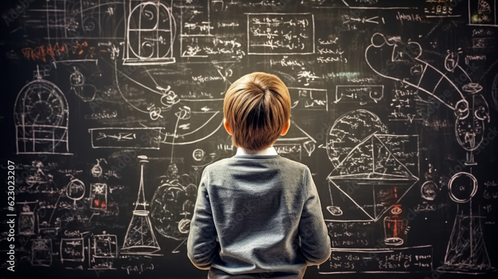 Ingenuous Boy at the brink of discovery, thinking, background Ingenuous Boy at the brink of discovery, thinking, background