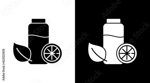 Electrolyte Water Bottle Eco Nature Black and white Icon Design