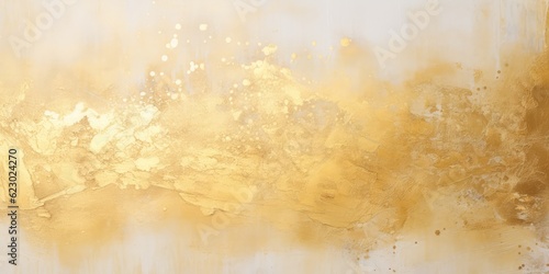 Gold and White texture abstract background, painting made of gold leaf on a white background, generative ai