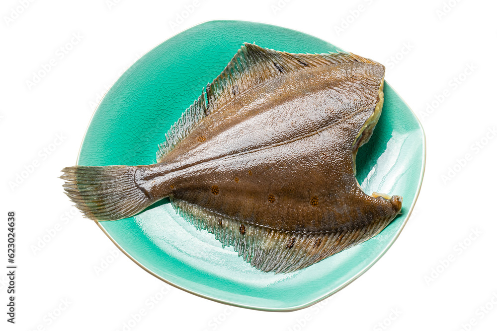 Sole fish without Skin - Flatfish isolated on white background with ...