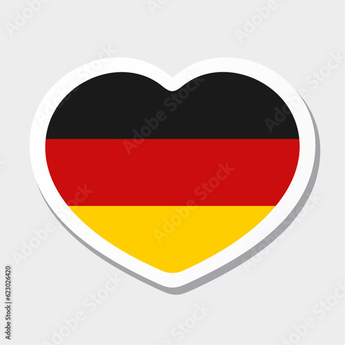 Flag of Germany icon. Vector heart sticker. Best for mobile apps, UI and web design.