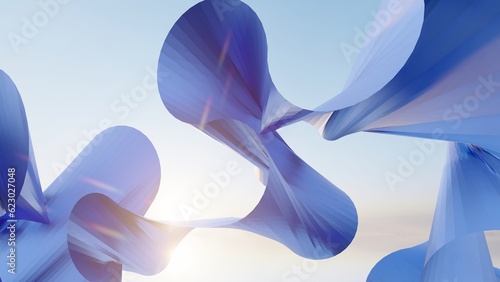 Abstract blue background curved pattern of design 3d render