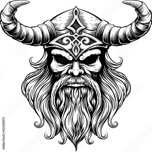 A Viking warrior or barbarian gladiator man mascot face looking strong wearing a helmet. In a retro vintage woodcut style.