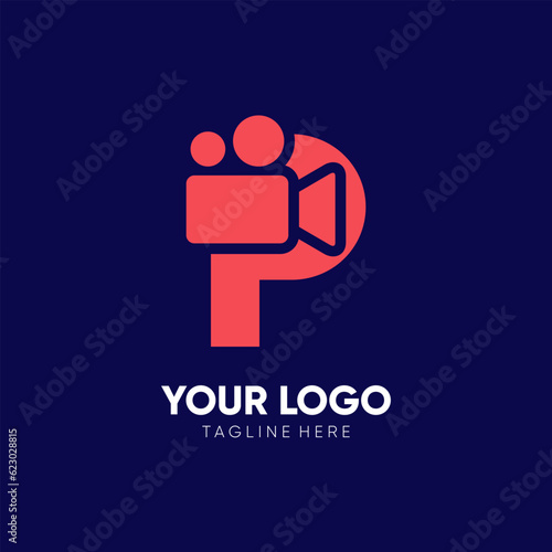 Letter P Initial Camera Video Logo Design Vector Icon Graphic Emblem Illustration