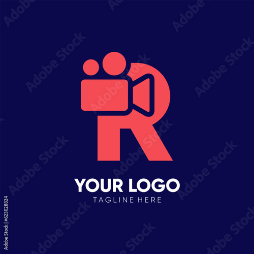 Letter R Initial Camera Video Logo Design Vector Icon Graphic Emblem Illustration
