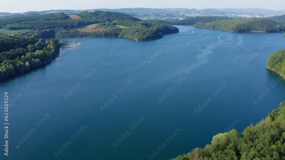 the bigge lake in the sauerland in german from above 4k 30fps video the bigge lake in the sauerland in german from above 4k 30fps video
