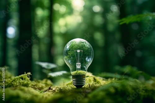 Eco-Friendly Energy Concept with Green Light Bulb