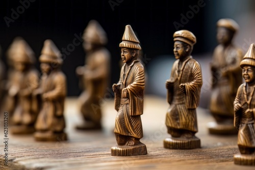 Wooden Statuettes: Serene Eastern Monks in Meditation