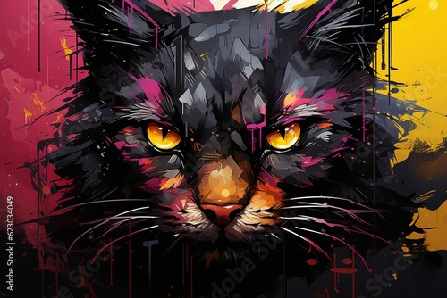 Colorful Grunge Cat Background © MADNI