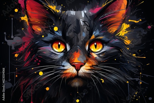 Colorful Grunge Cat Background