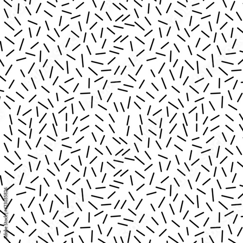 Black And white Confectionery sprinkle texture Background. Black And White Memphis Style Small Dashes Pattern