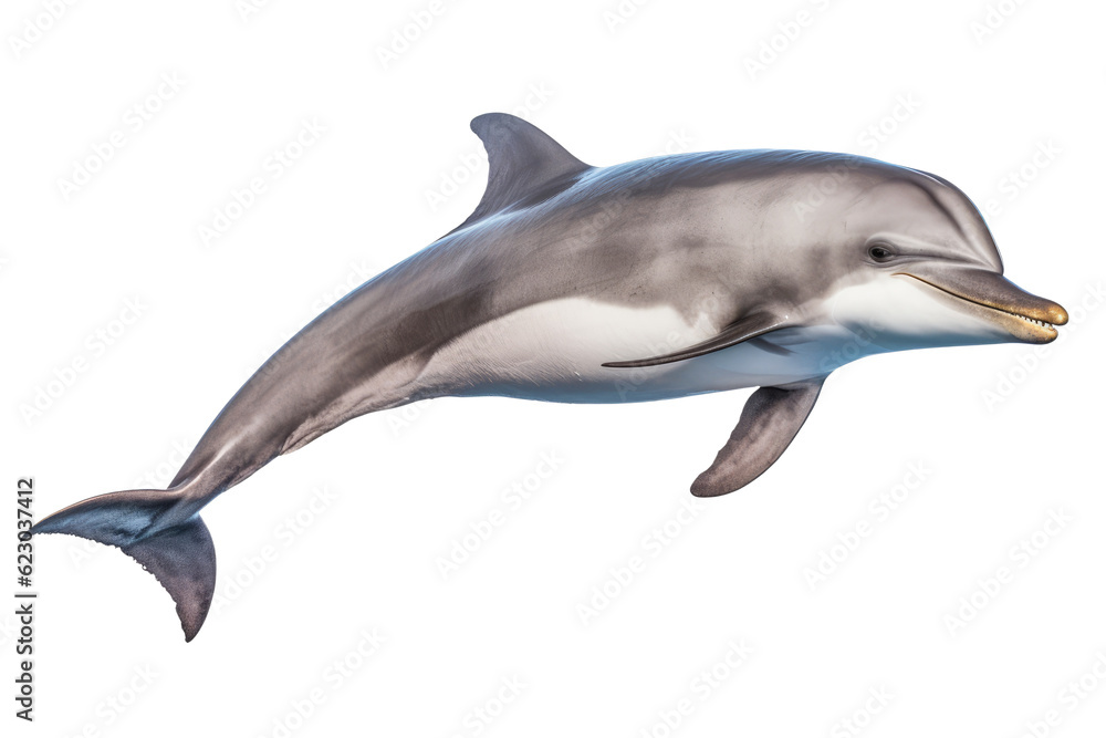 A dolphin, isolated, white background, generative ai A dolphin, isolated, white background, generative ai