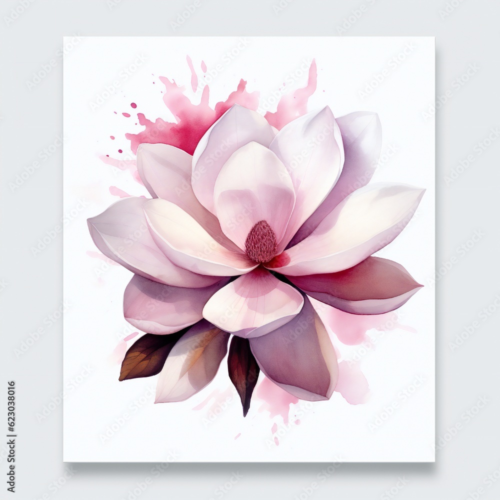 Watercolor Magnolia on white background Generative AI Watercolor Magnolia on white background Generative AI