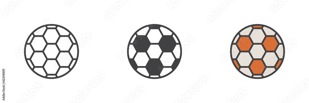 Football ball different style icon set