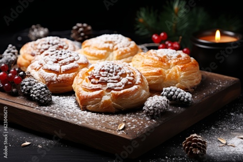 Delicious And Sweet Seasonal Pastry Background, Generative AI