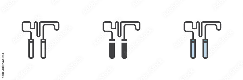 Jumping rope different style icon set Jumping rope different style icon set
