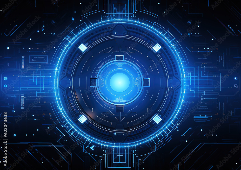 blue technology background with circles