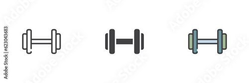 Dumbbell different style icon set